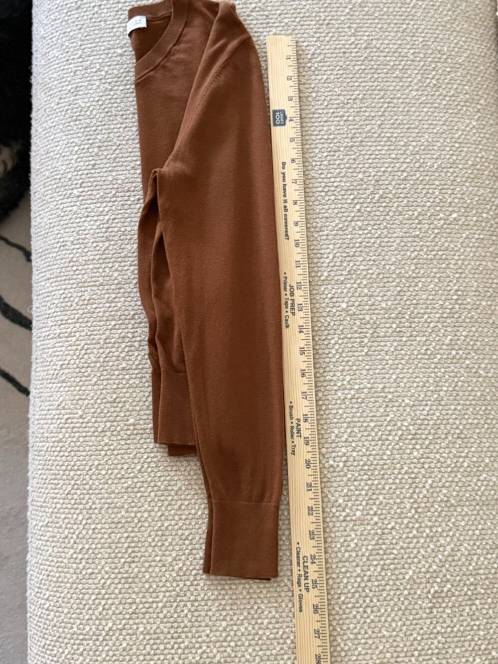 ZARA FINE-KNIT COTTON V-NECK SWEATER - COGNAC BROWN - SIZE S - Picture 5 of 9